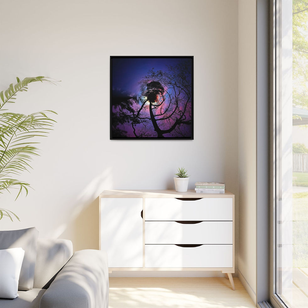 Thumbnail: Ponderosa Swirl, Surreal Night Sky Matte Canvas, Framed (Multi-color)