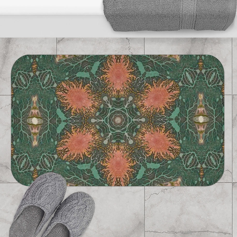 Thumbnail:  Coral Tide Pool: Coral, Green, Beige Bath Mat (2 variants)