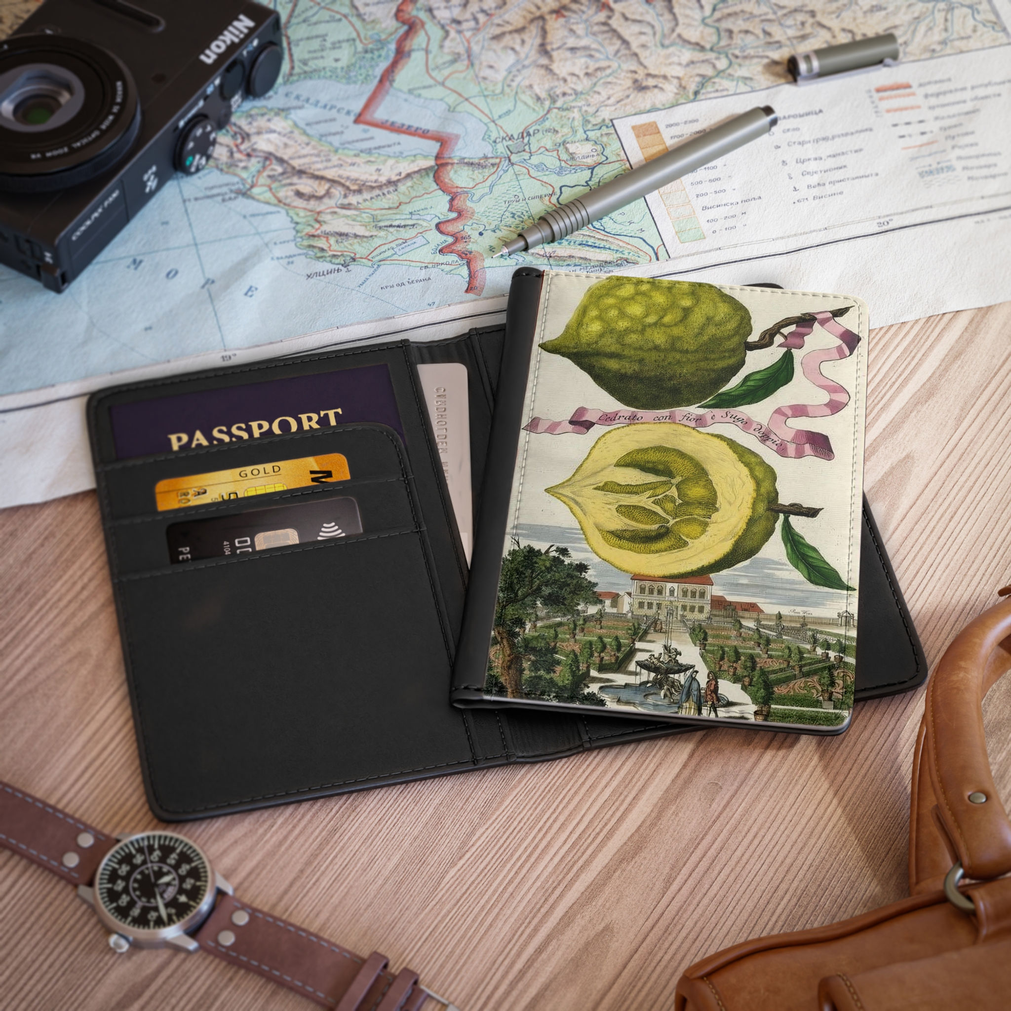 Antique Italian Lemon Gardens Passport Cover