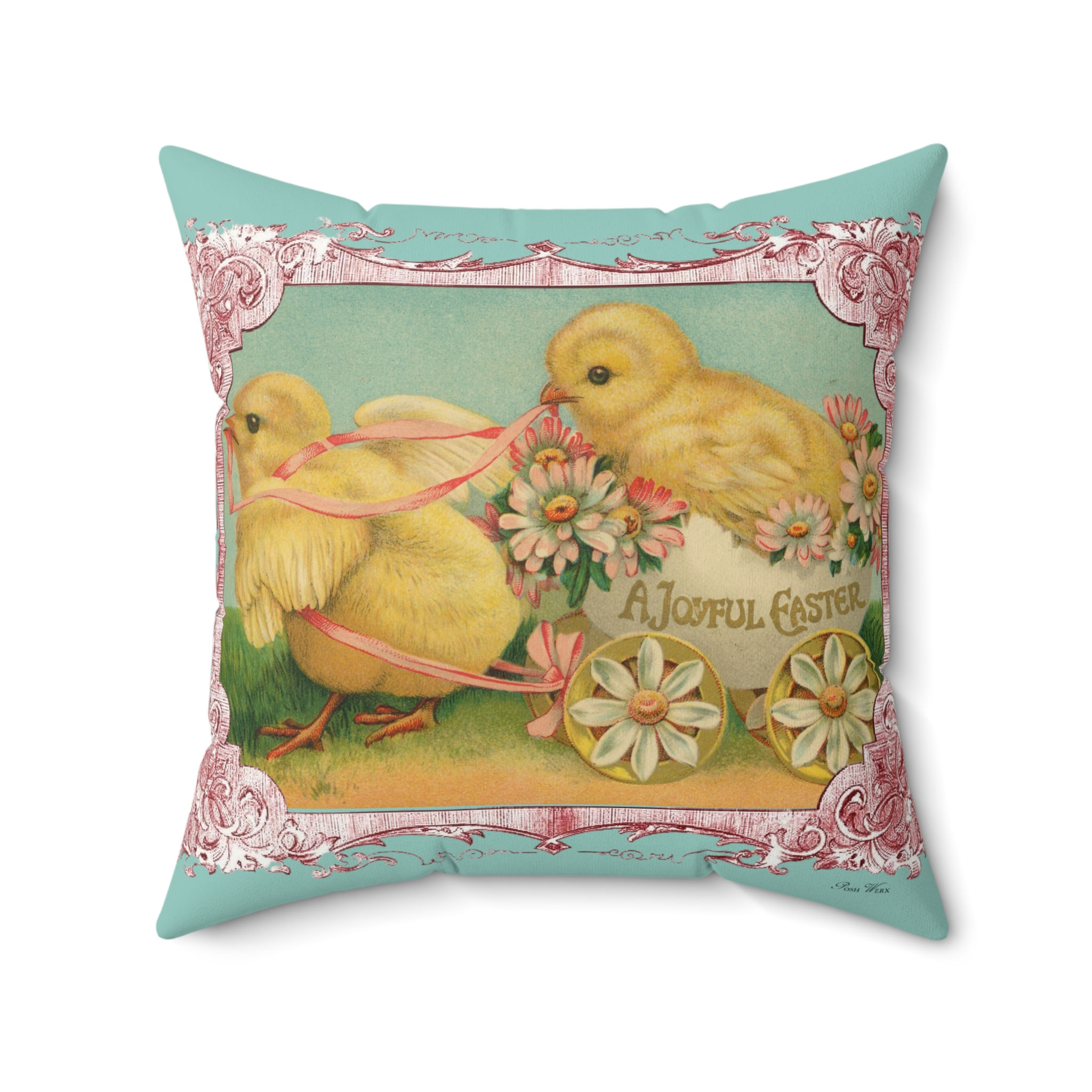 Joyful Easter Chicks Faux Suede Pillow - Vintage Design (4 sizes)