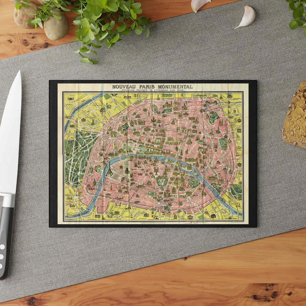 Thumbnail: Vintage Paris Map Unfolded - Glass Cutting Board ( 2 sizes )