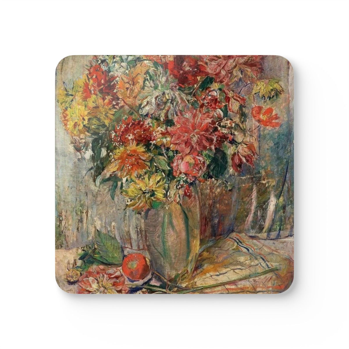 Warm Toned Florals Corkwood Coaster Set of 4