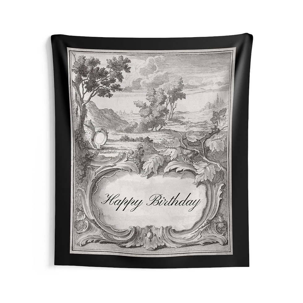Thumbnail: French Toile w Cartouche: Happy Birthday - Indoor Wall Hanging (3 variants) 