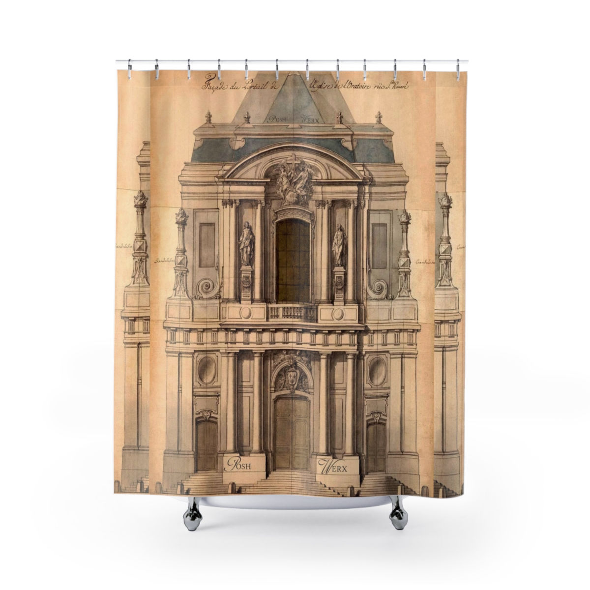 Chateau With Slate Blue Roof Shower Curtain