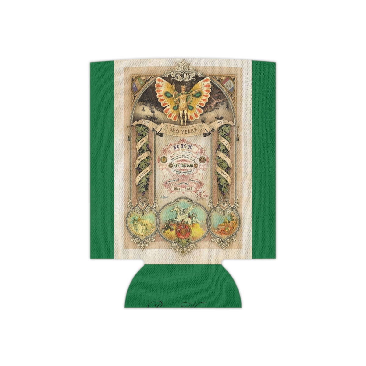 Vintage Mardi Gras Butterfly Rex Can Cooler