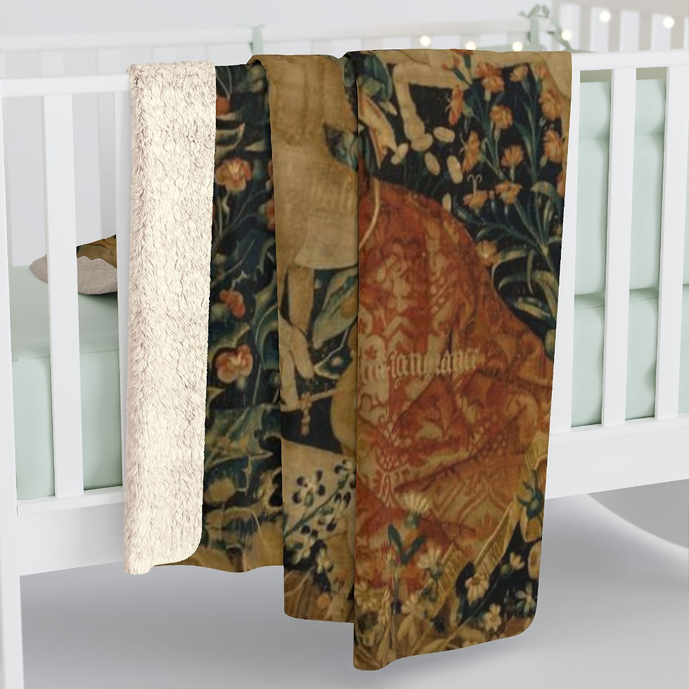 Thumbnail: French Tapestry with Red Ribbon Sherpa Fleece Blanket (2 sizes)