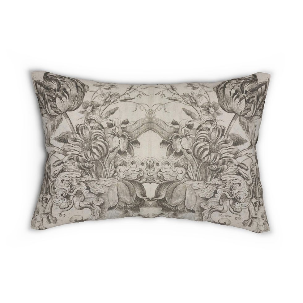 Thumbnail: Dutch Tulip Drawing Spun Polyester Lumbar Pillow