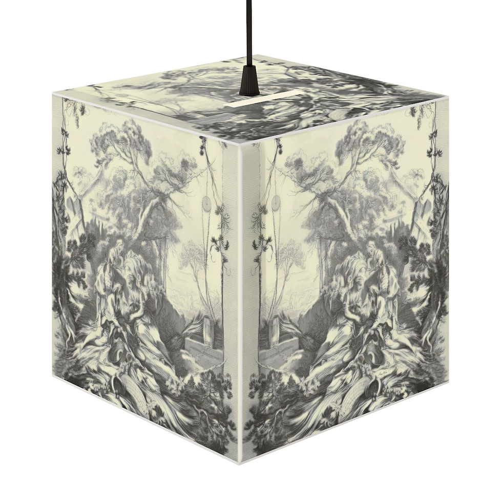 French Toile Three Maidens - Light Cube Lamp