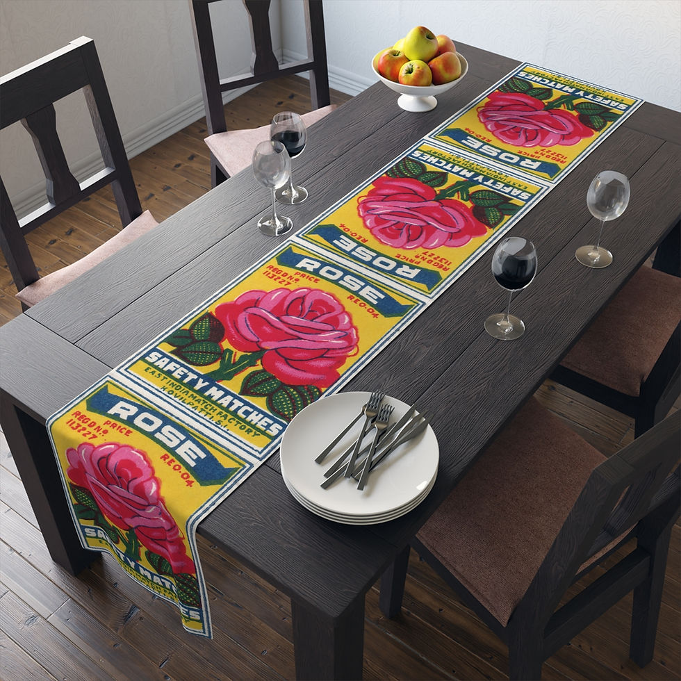 Thumbnail: Rose Safety Matches Table Runner (Cotton or Poly, Your Choice) 2 variants