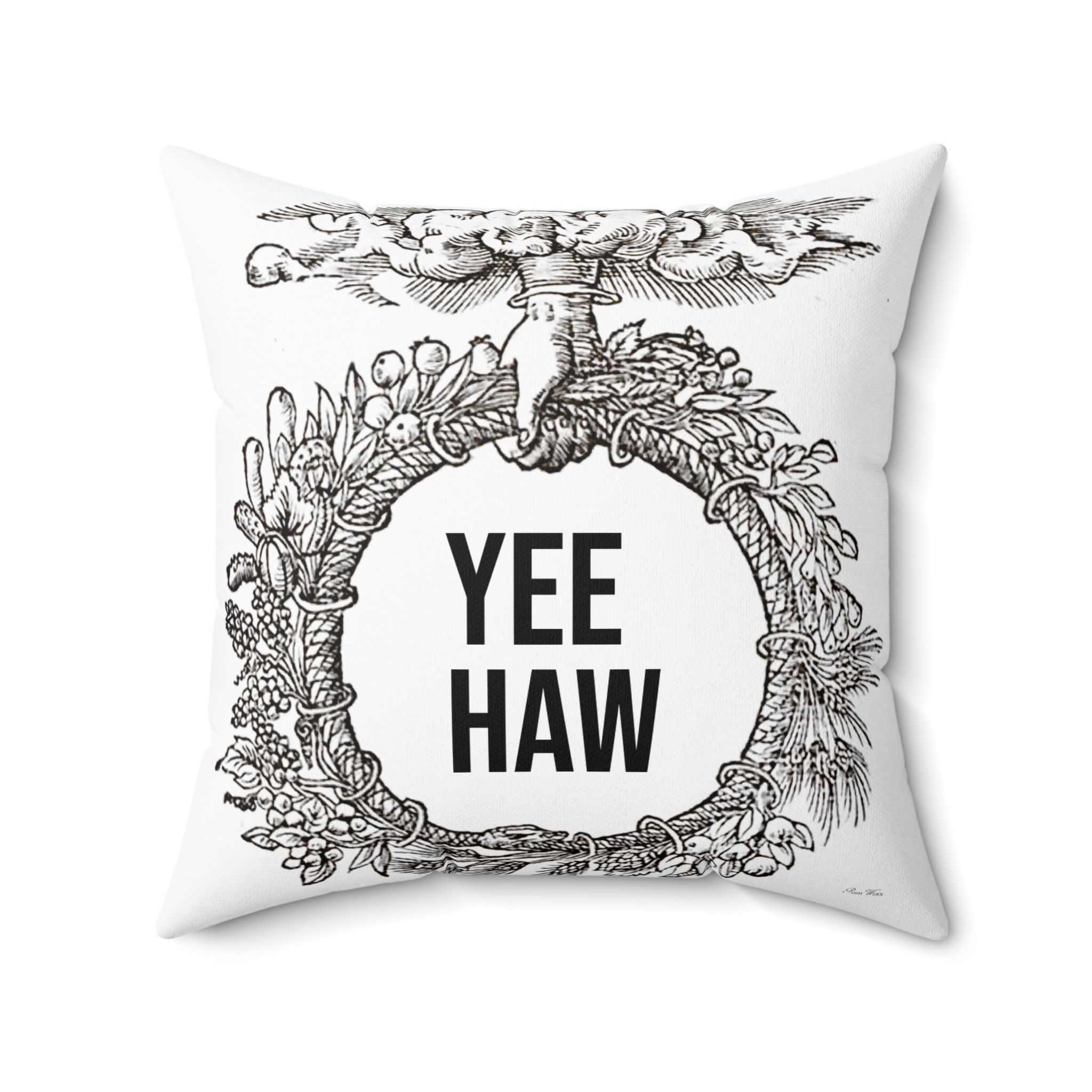 Cloud, Hand, Wreath: Yee Haw - Faux Suede Square Pillow, (4 sizes)