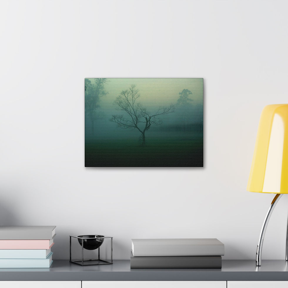 Thumbnail: Misty Morning Tree Canvas Print — Atmospheric Fog Landscape Wall Art (4 sizes)