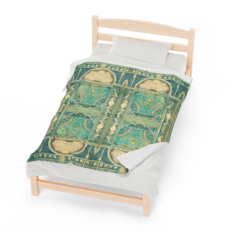 Thumbnail: Peacock and Herons Velveteen Plush Blanket (2 sizes)