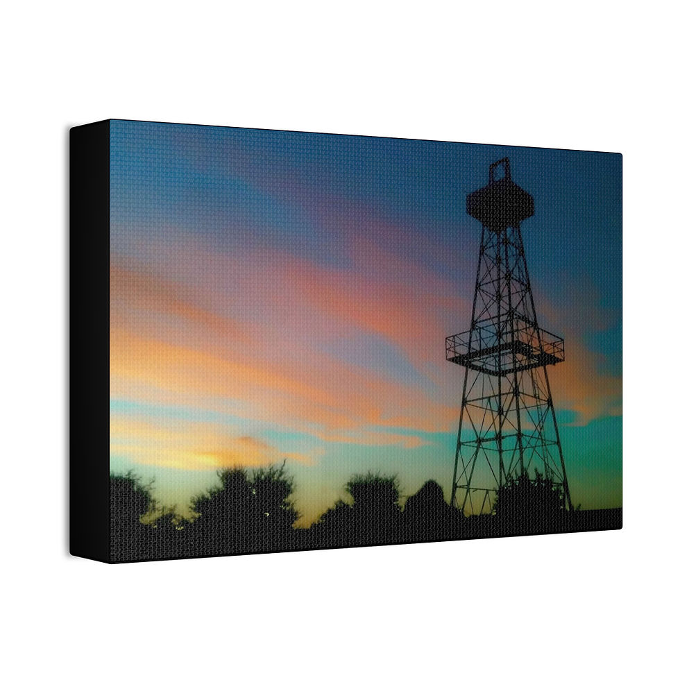 Thumbnail: Oil Derrick Sunset Canvas Print — Industrial Silhouette Wall Art (7 sizes)