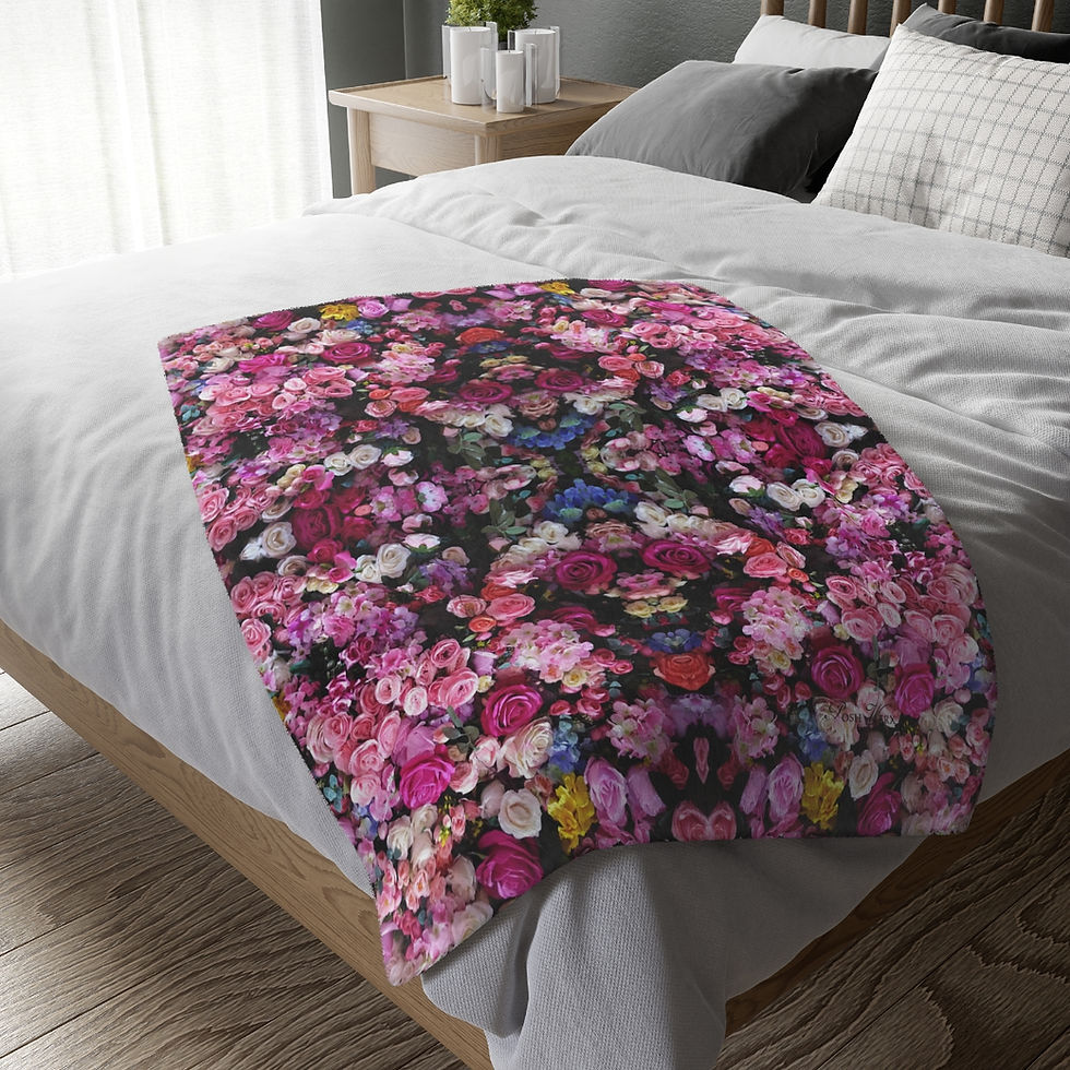 Thumbnail: Infinity Roses Velveteen Minky Blanket (Two-sided print)