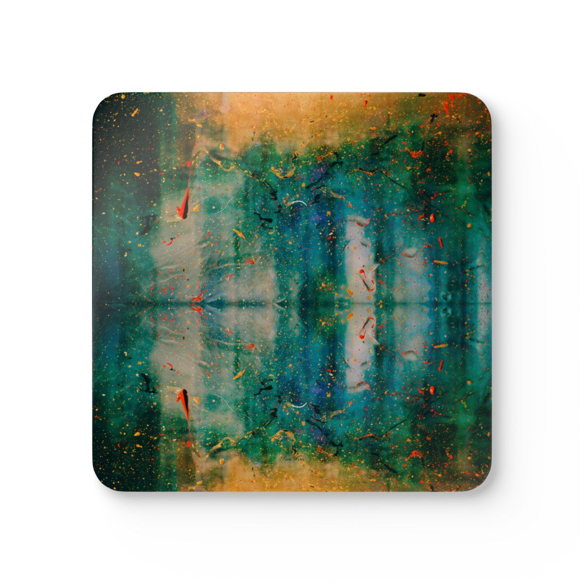 Abstract Patina Corkwood Coaster Set (4)