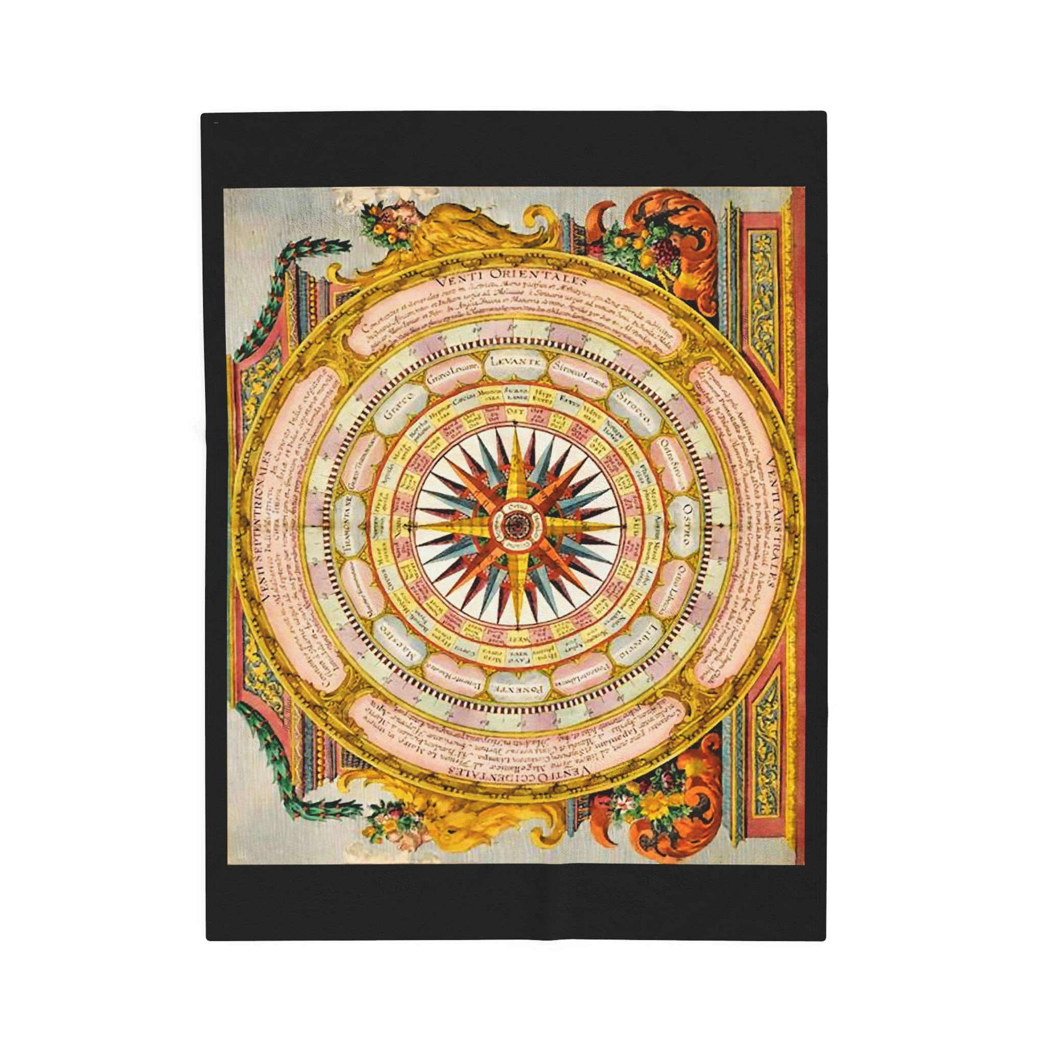 Italian Sundial Calendar Velveteen Plush Blanket -    * Design is Horizontal