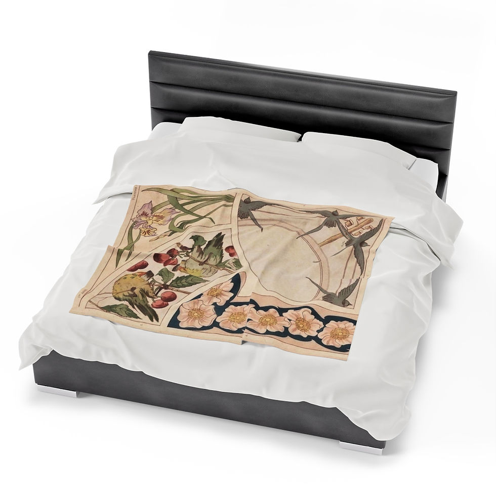 Thumbnail: Bird and Berry Velveteen Plush Blanket (2 variations)