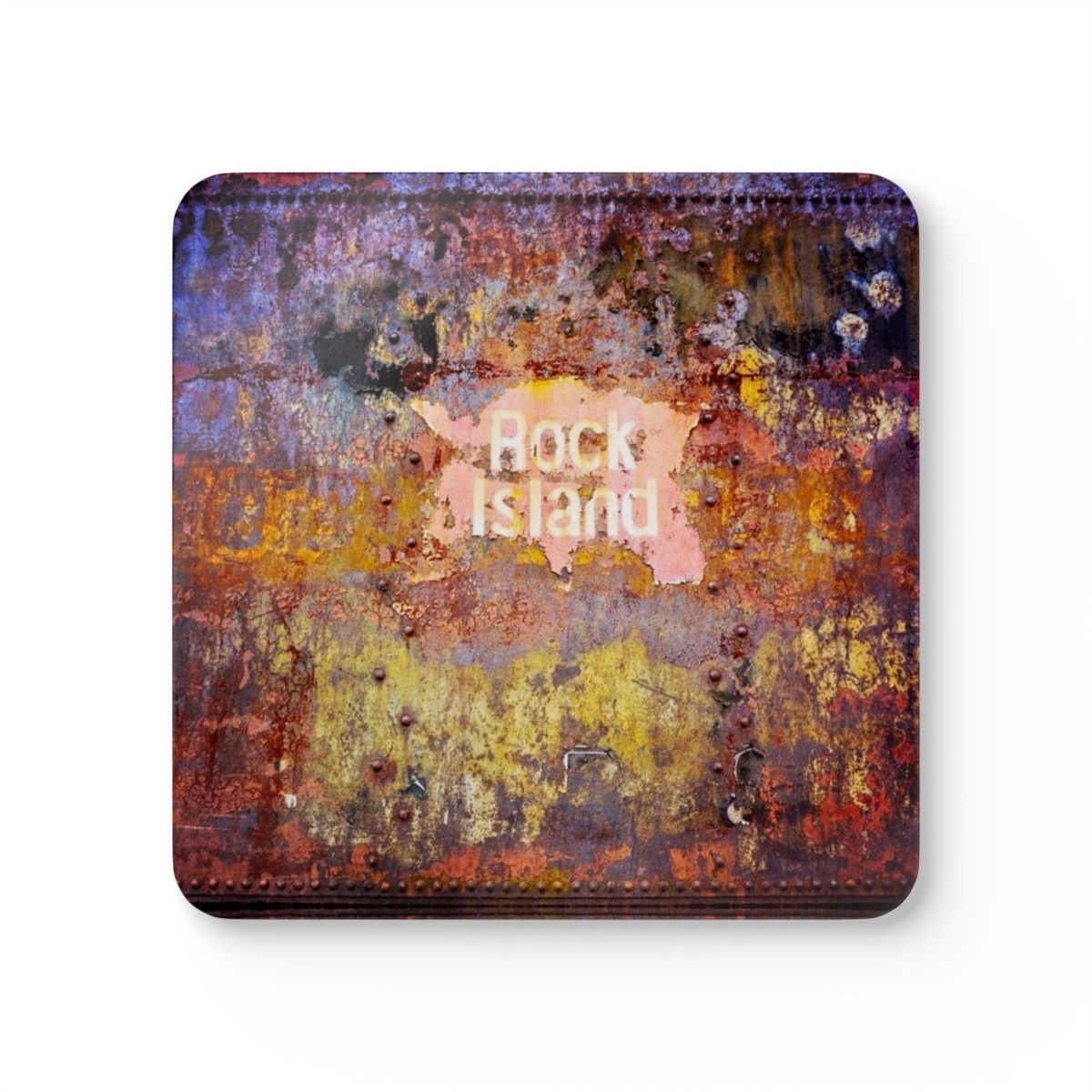 Rock Island Train Car Patina Corkwood Coaster Set (4)