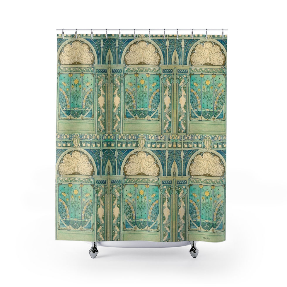 Thumbnail: Peacock and Herons Shower Curtain