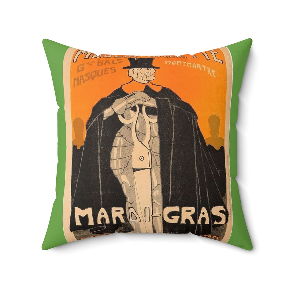 Thumbnail: Mardi Gras Moulin Rouge Spun Polyester Square Pillow (4 sizes)
