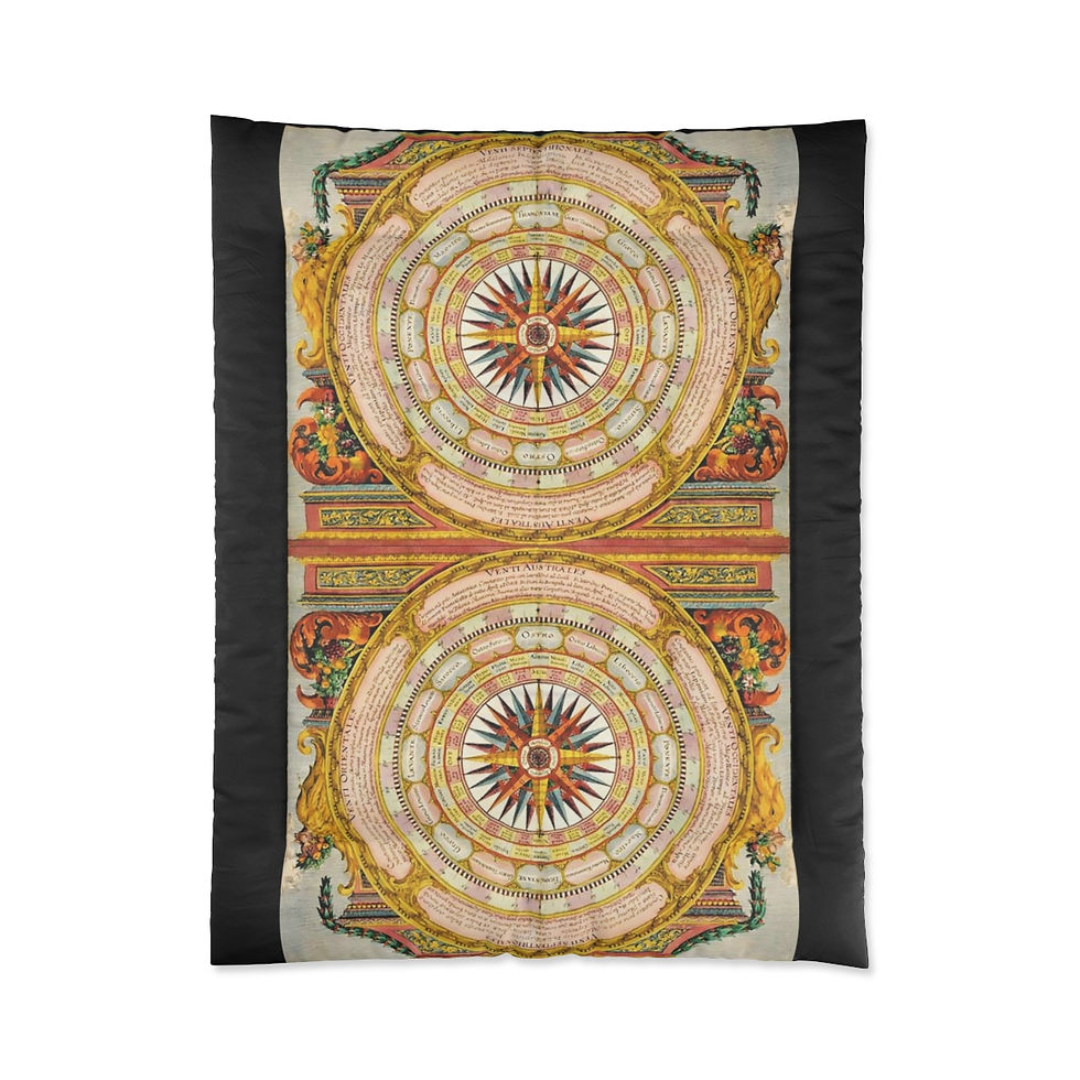 Thumbnail: Italian Sundial Calendar Comforters (4 variants) Most With Black Or Grey Edging
