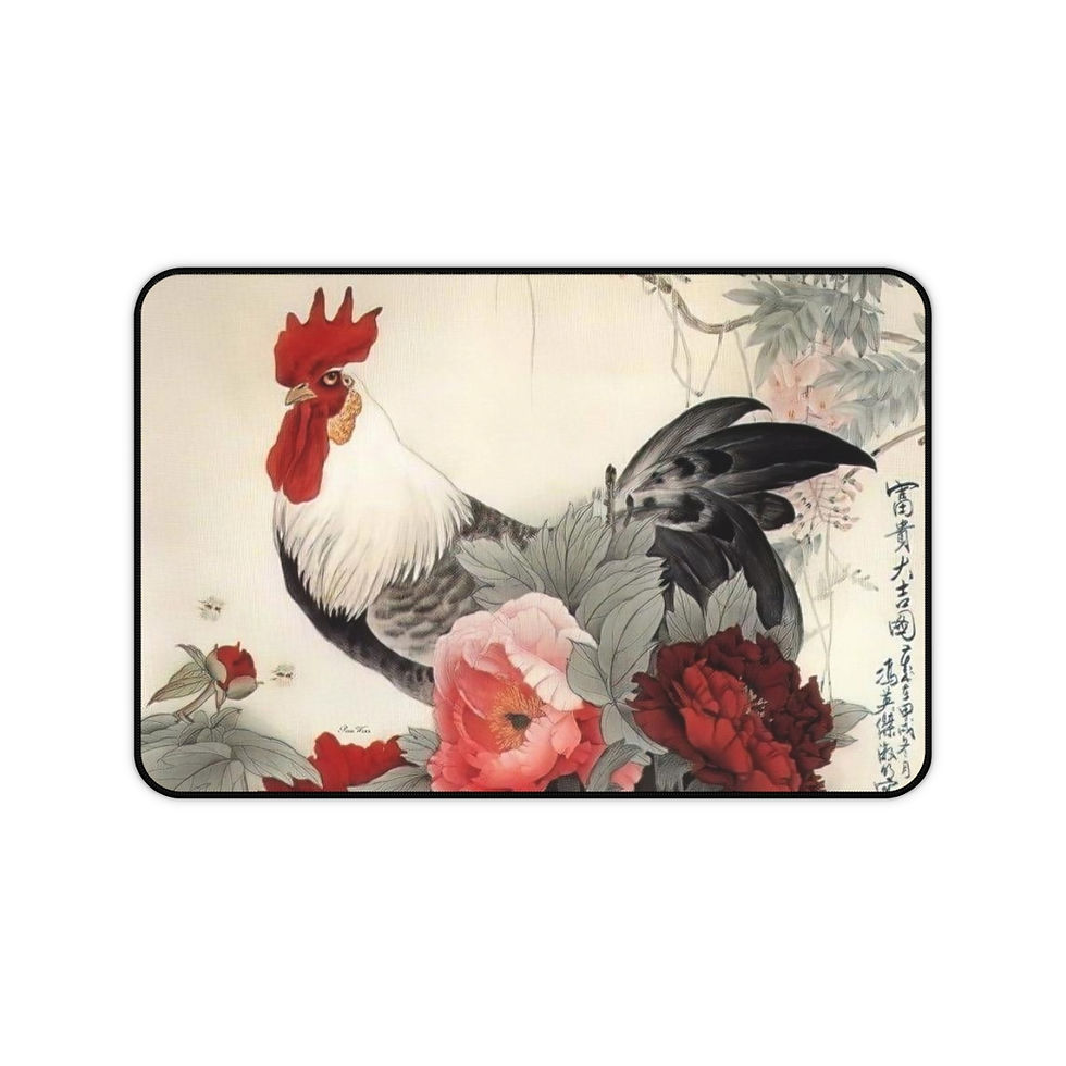 Rooster and Roses Antique Desk Mat