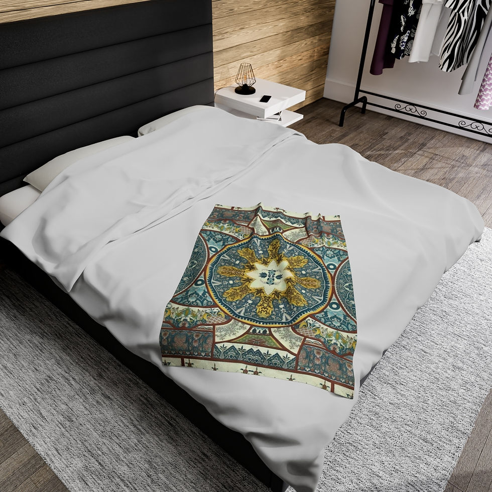 Thumbnail: Blue Flourishes Velveteen Plush Blanket (3 sizes)