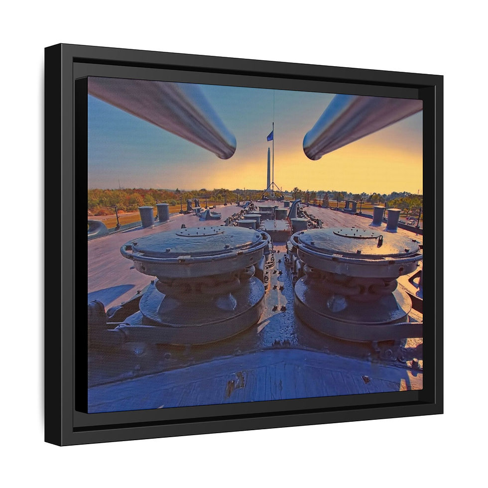 Thumbnail: Framed Matte Canvas Print — Naval Battleship Deck at Sunset (14 variants)