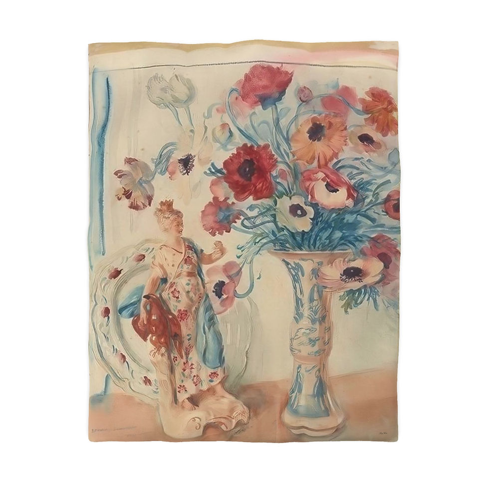 Thumbnail: Lady With Blue And White Vase Microfiber Duvet Cover (4 variants)