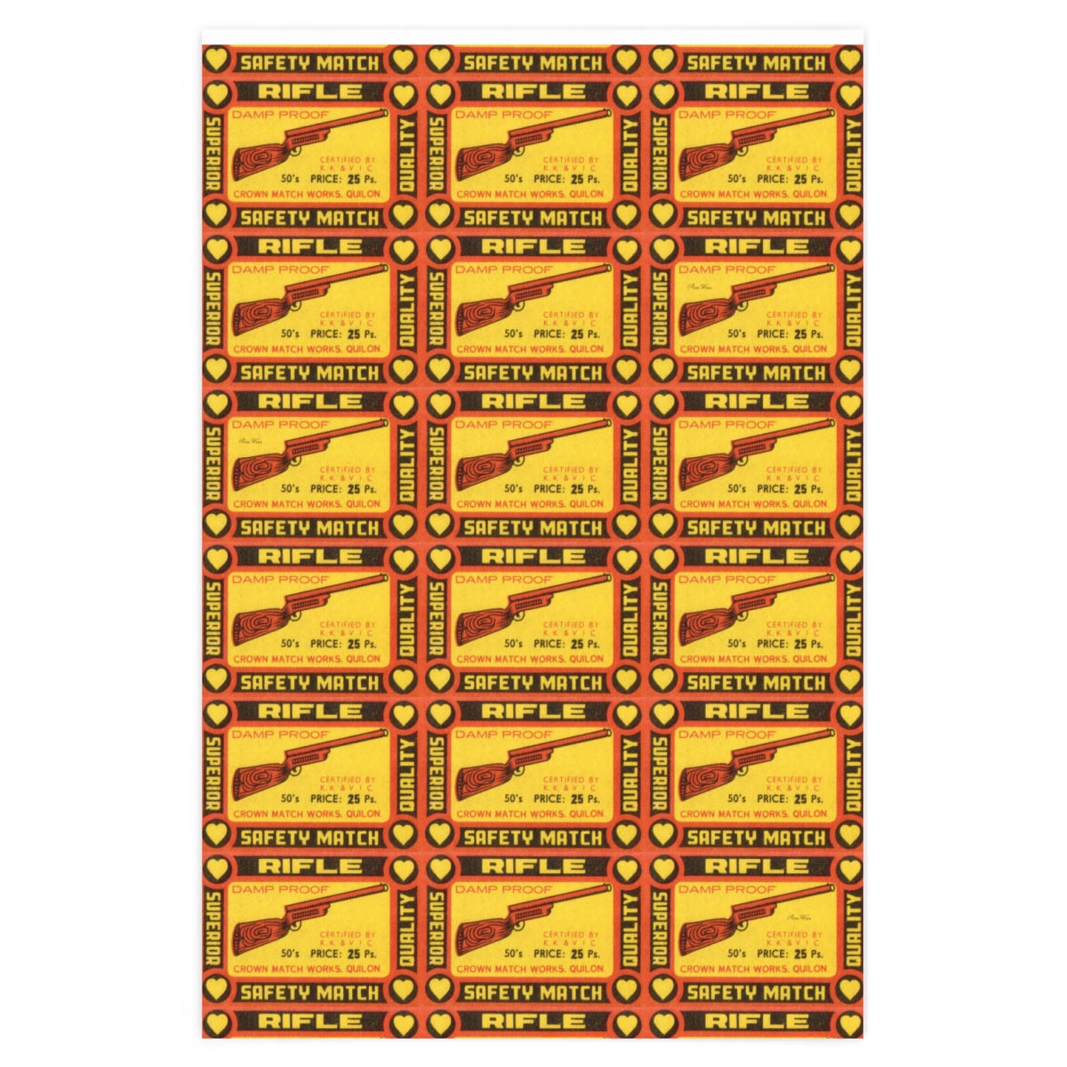 Vintage Matches Rifle Wrapping Paper 