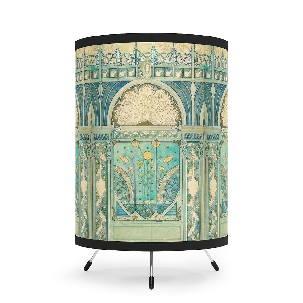 Thumbnail: Peacock and Herons Tripod Lamp with High-Res Printed Shade, US\CA plug