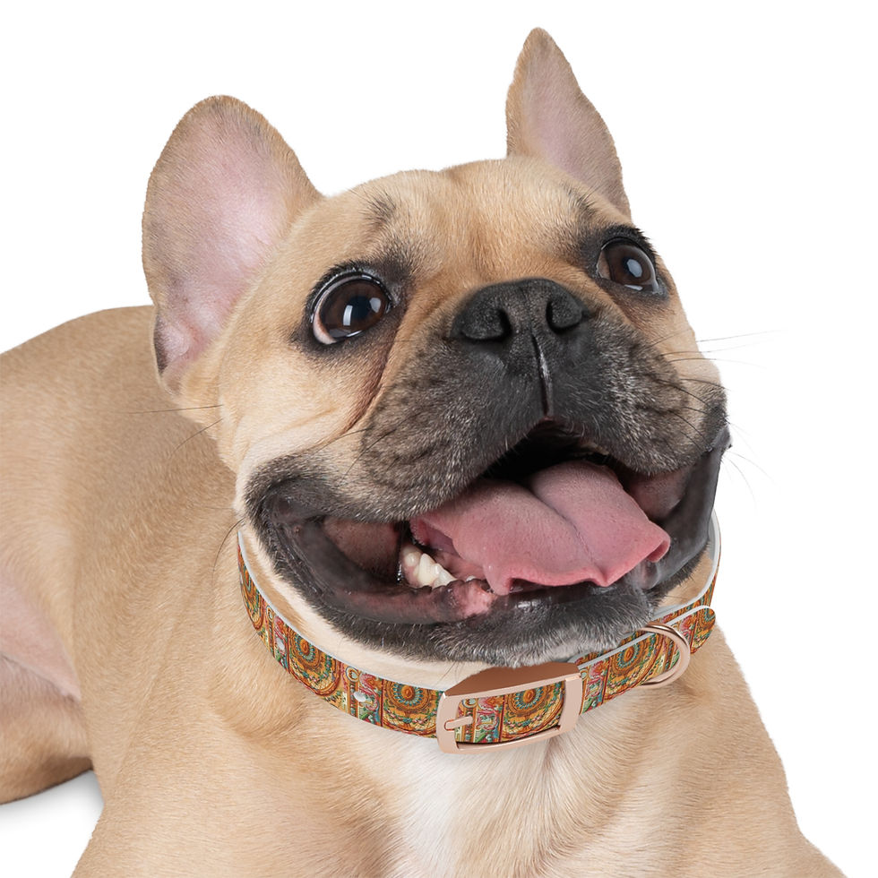 Thumbnail: Fancy Flourishes Dog Collar (4 sizes, 4 metal finishes)