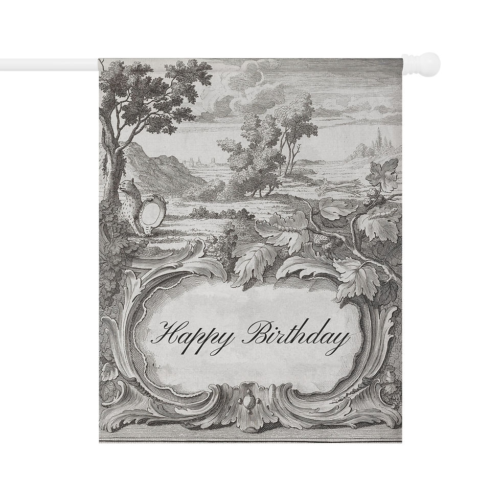 Thumbnail: French Toile w Cartouche: Happy Birthday Garden or House Banner (2 sizes) 
