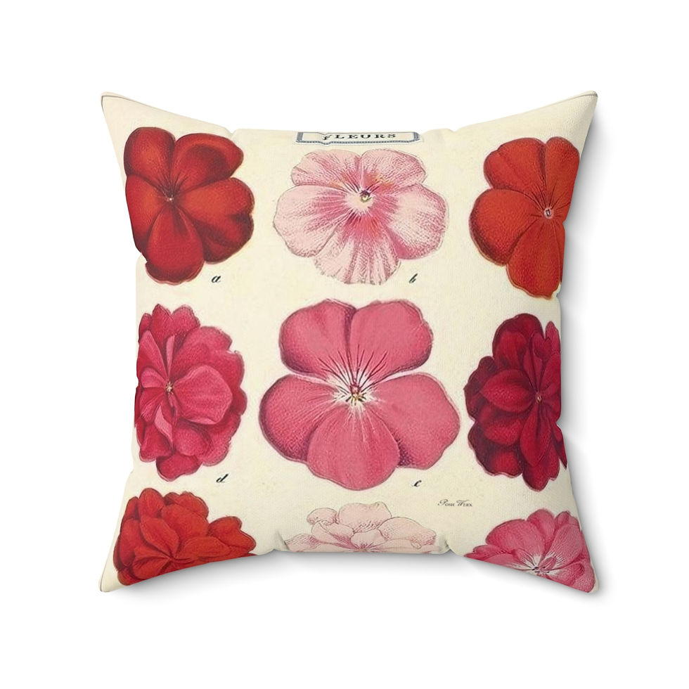 Vintage Geranium Chart Spun Polyester Square Pillow (4 sizes)