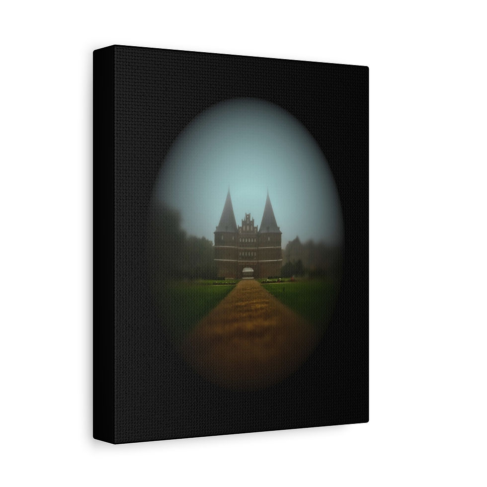 Thumbnail: Holstentor Fortress Gate Matte Canvas Print — Dreamy Vignette Wall Art