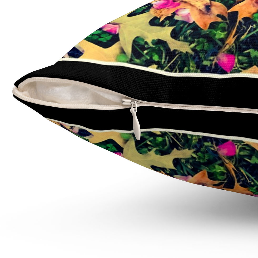 Thumbnail: Strawberry, Leaves & Rose Petals Spun Polyester Square Pillow (4 sizes)