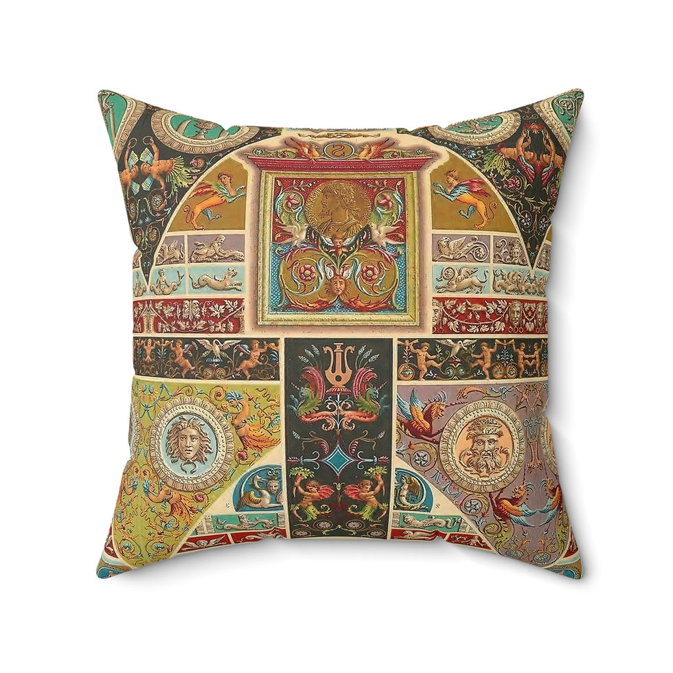 Renaissance Coin Faux Suede Square Pillow