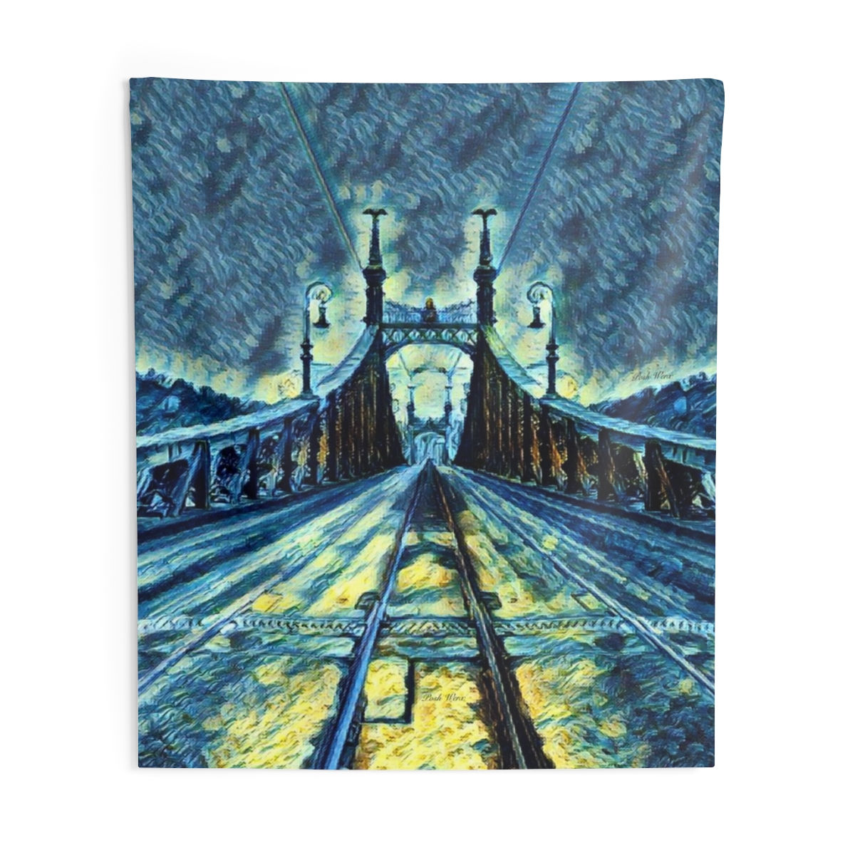 Starry Night Train Trestle Indoor Wall Tapestries (8 variants)