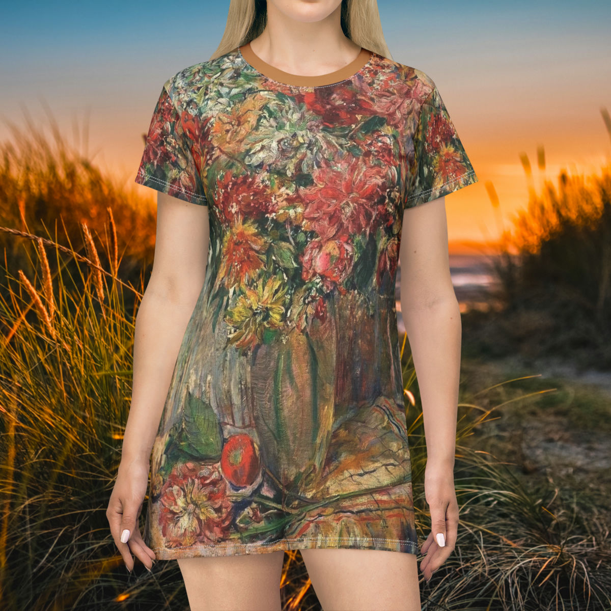 Warm Toned Florals Dress / Tunic / Sleep Shirt (6 sizes)