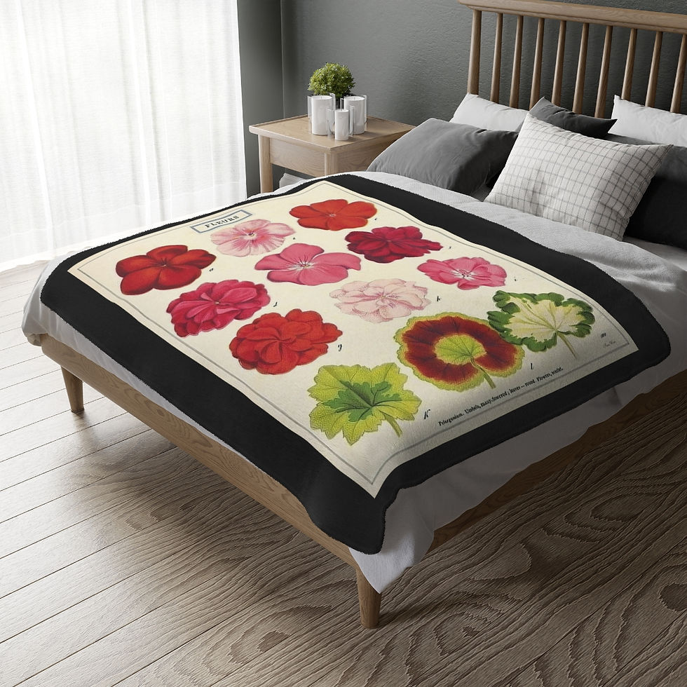 Geranium Velveteen Microfiber Blanket (Two-sided print)