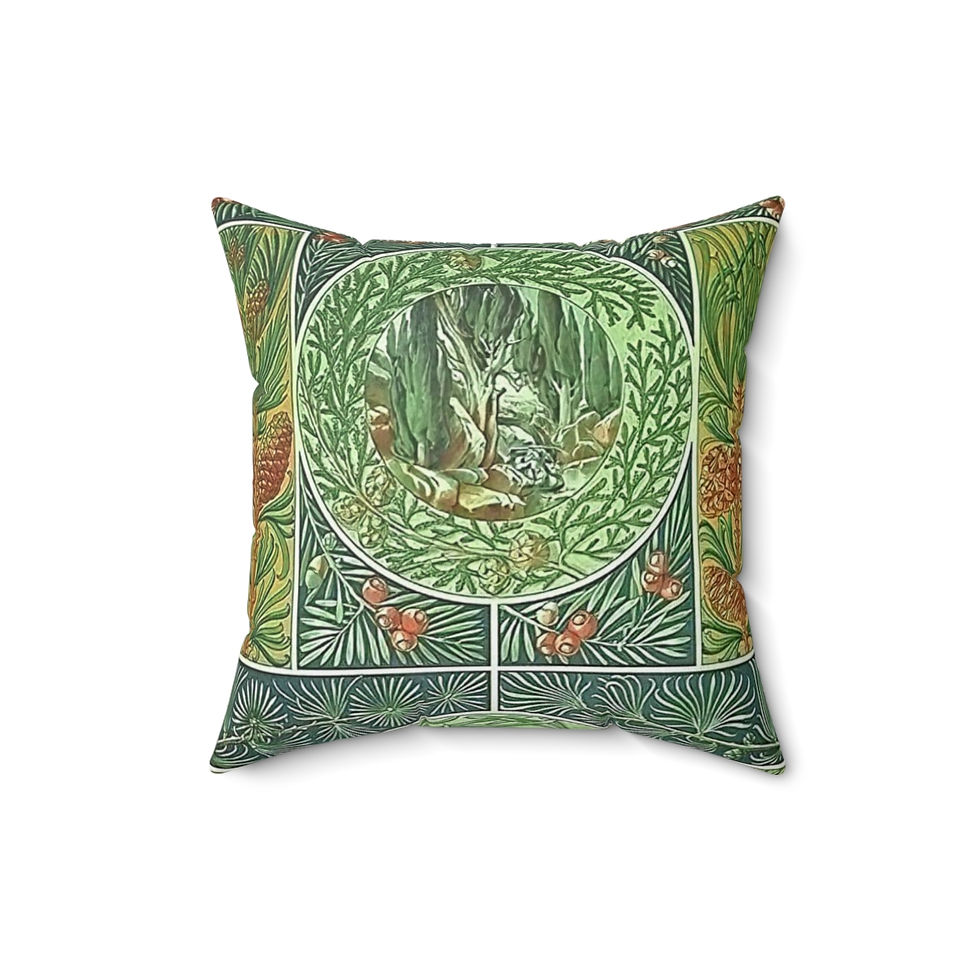 Thumbnail: Conifer Collage Faux Suede Square Pillow (4 sizes)