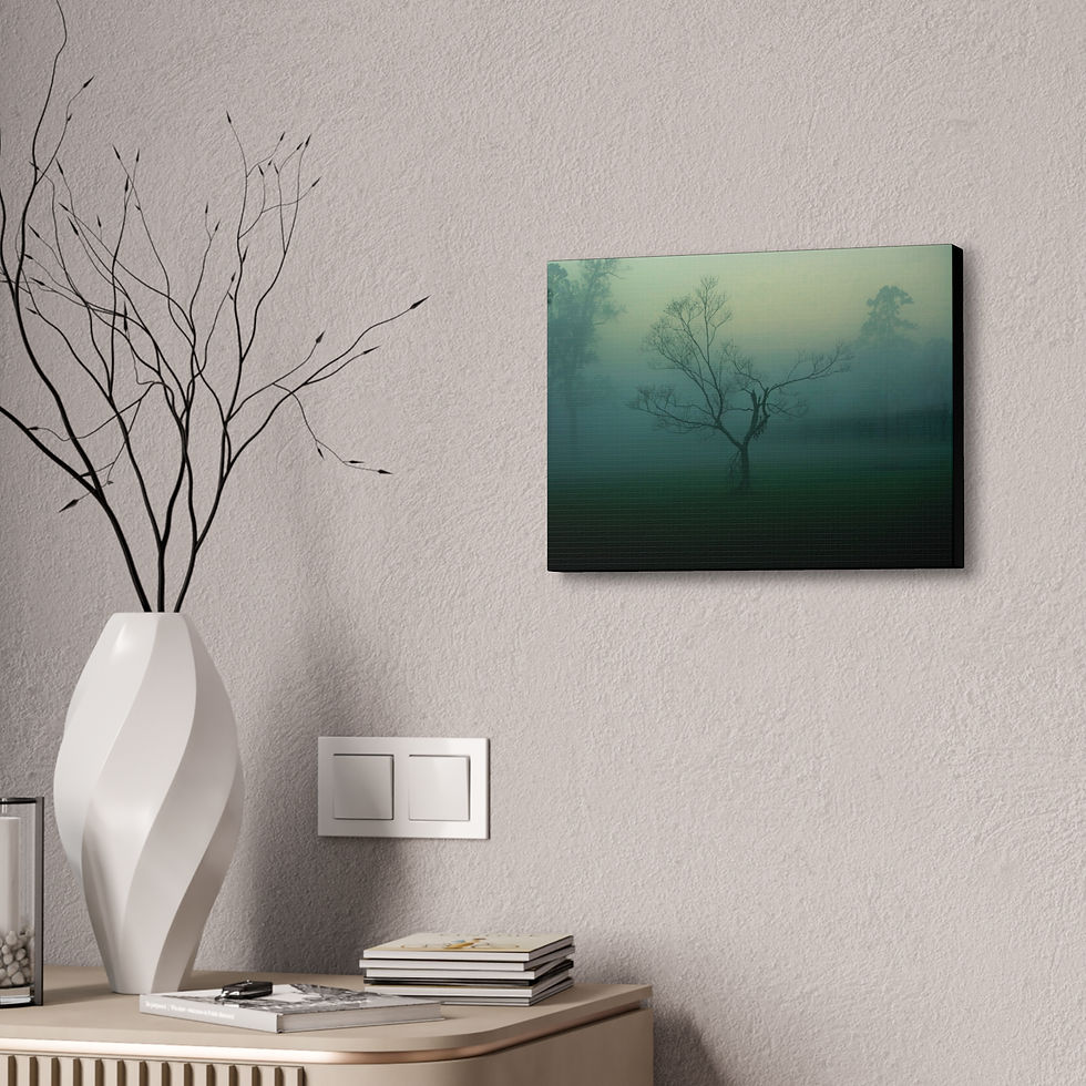 Thumbnail: Misty Morning Tree Canvas Print — Atmospheric Fog Landscape Wall Art (4 sizes)
