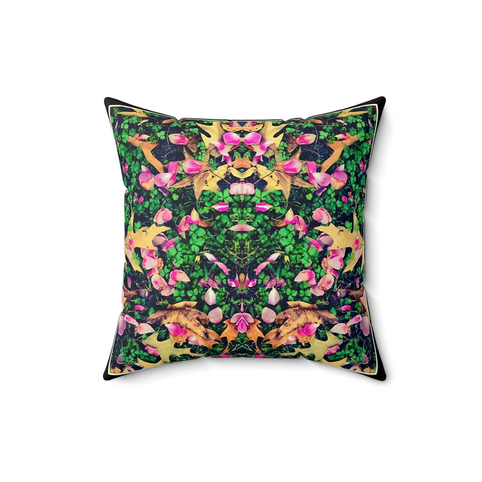 Thumbnail: Strawberry, Leaves & Rose Petals Spun Polyester Square Pillow (4 sizes)