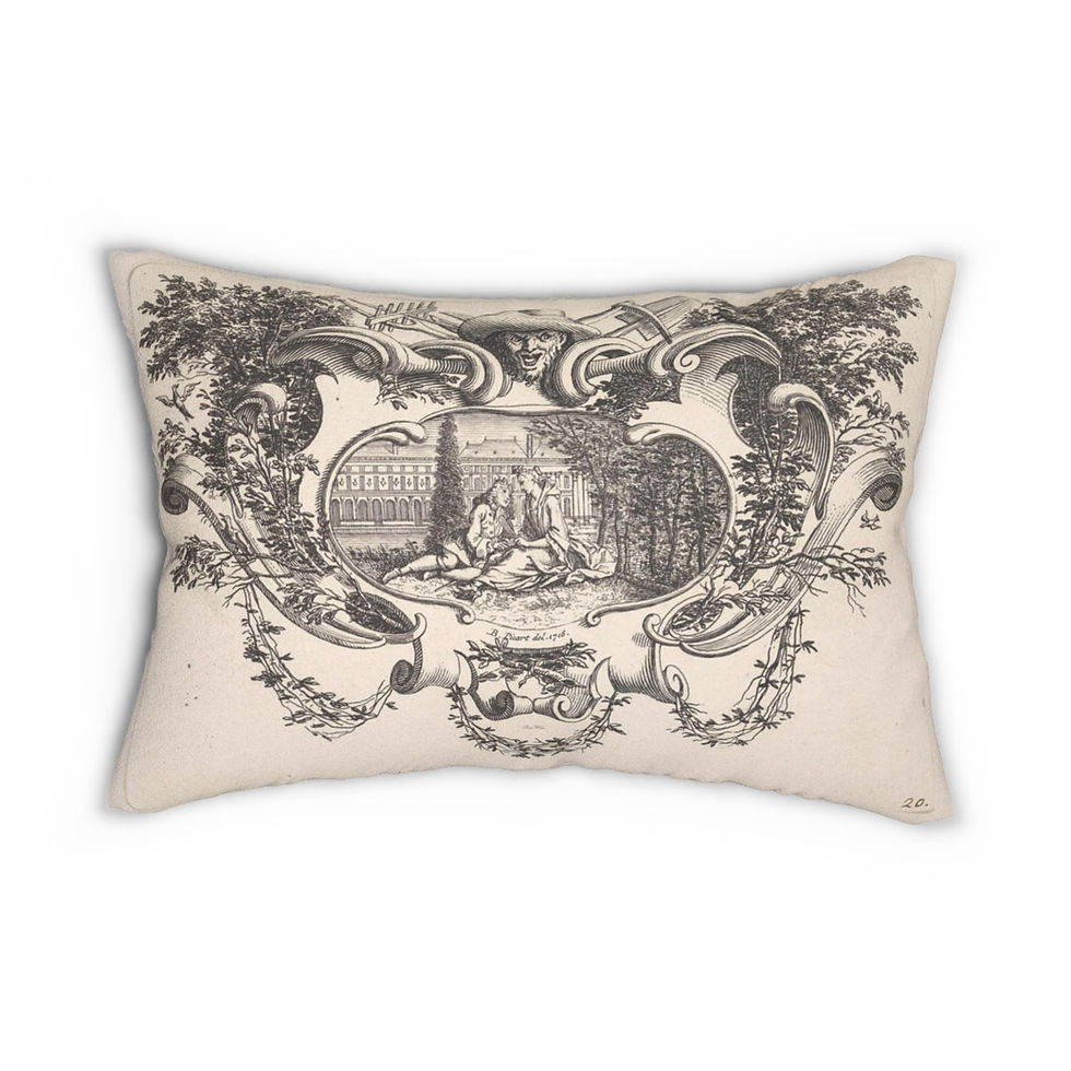 Thumbnail: French Garden Toile Spun Polyester Lumbar Pillow
