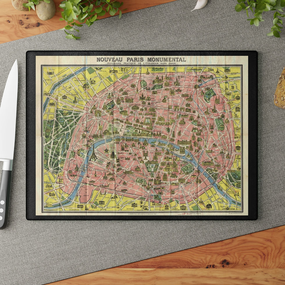 Thumbnail: Vintage Paris Map Unfolded - Glass Cutting Board ( 2 sizes )