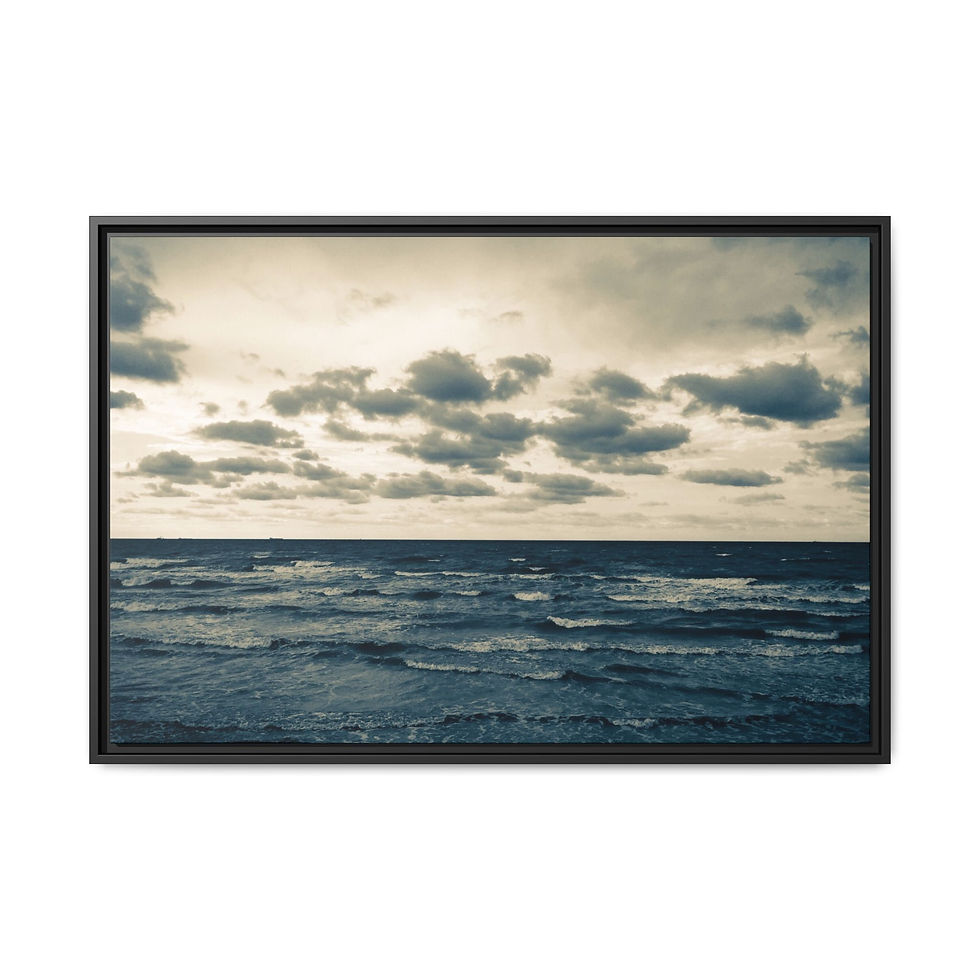 Thumbnail: Gulf Seascape Matte Canvas Framed Print — Moody Ocean Wall Art (9 sizes)