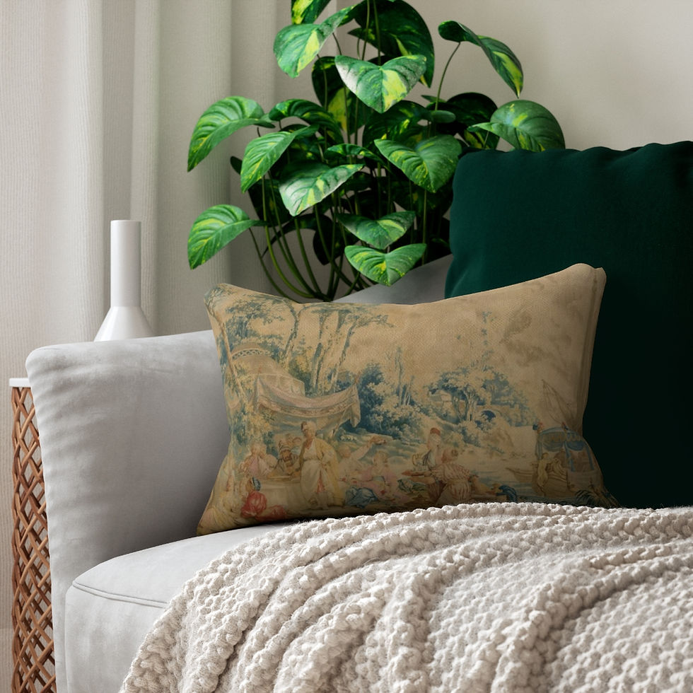 Thumbnail: Faded French Tapestry Spun Polyester Lumbar Pillow