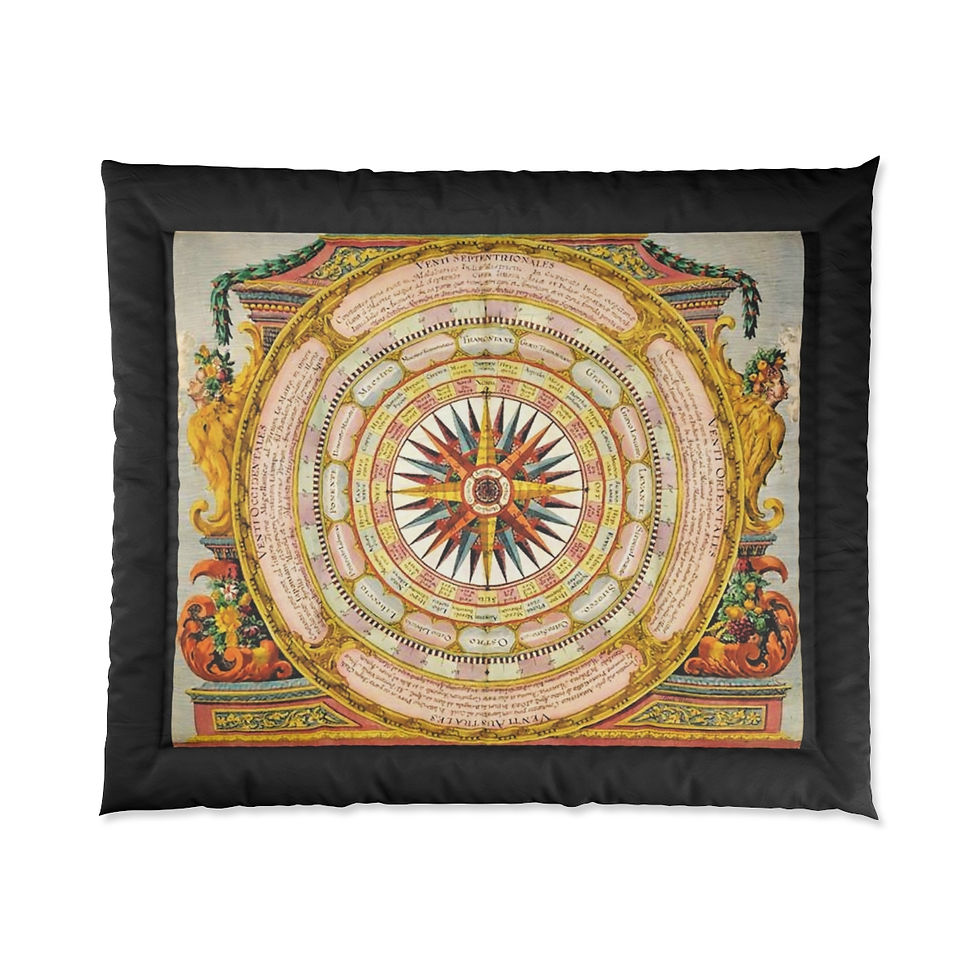 Thumbnail: Italian Sundial Calendar Comforters (4 variants) Most With Black Or Grey Edging