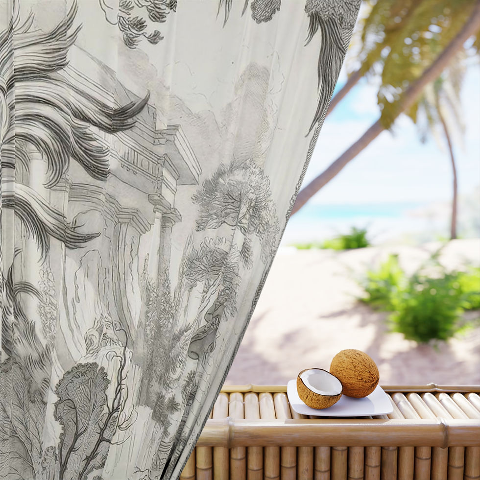 Thumbnail: French Toile Sea - Window Curtains (1 Piece)