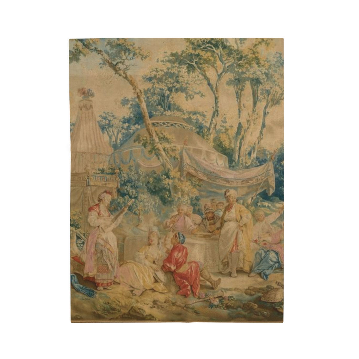 Faded French Tapestry Velveteen Plush Blanket